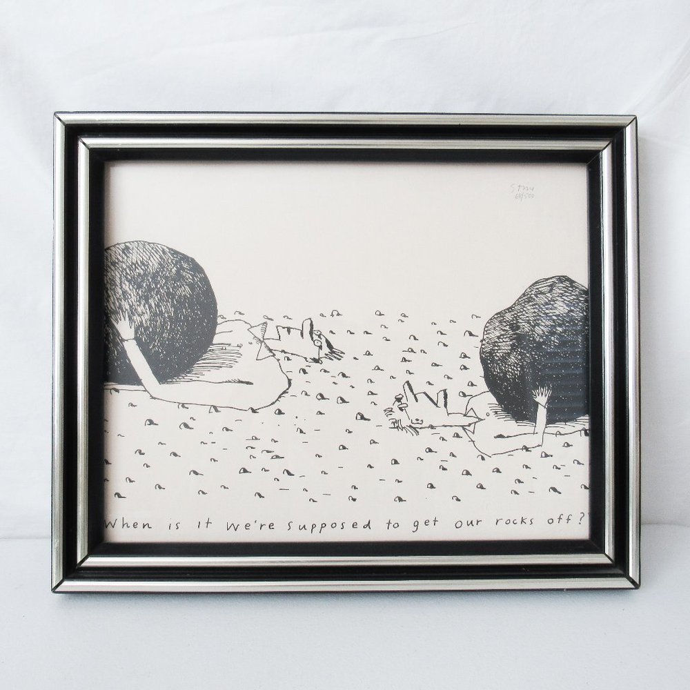 RARE! VINTAGE Stein Comic Art Collectable ‘Rocks’ Signed Print 68/500 Framed